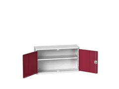 wandkast 600x1050x350mm 1xStalen bodem sokkel Ral 7035 front Ral 3004