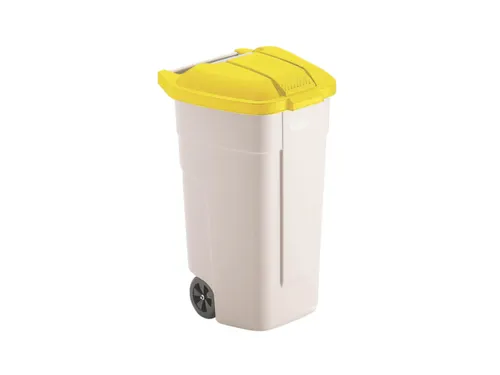 Verrijdbare vuilcontainer 100 liter HxLxB 850x530x510mm beige/geel