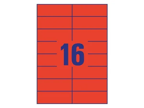 Gekleurde Etiketten Avery Zweckform 105x37mm Rood 1600 stuks