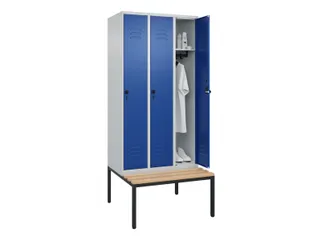 Dekenkist Classic+ 3 vakken 30cm 212x90x81.5cm Lichtgrijs/Blauw - 3