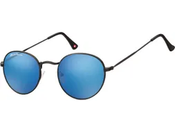 Zonnebril Montana met Revo blauw rond glas metaal mat zwart