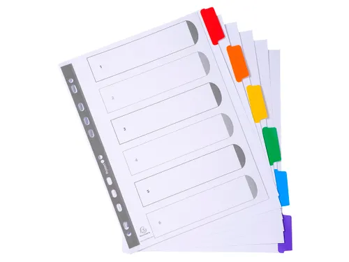 Tabblad Karton 160 Gram A4 + index 6 tabs wit