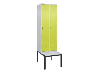 locker met bank,HxBxD 2120x600x815mm,2vak,vak B 300mm,draaigrendel - 1