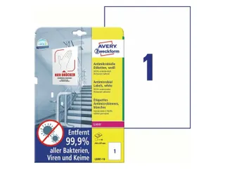 Bedrukbaar antimicrobiëel etiket Zweckform 210x297mm, wit 10 etikette - 2