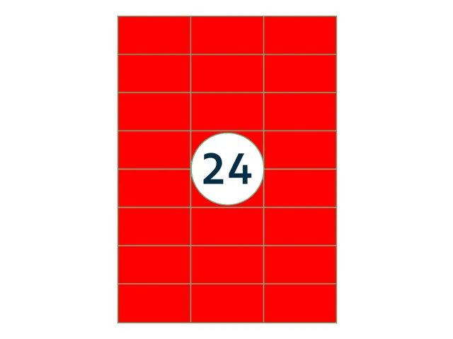 Etiket 70x37mm Fluor Rood 100 Vel