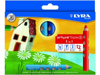 Kleurpotlood LYRA Groove Triple One extra dik set à 12 kleuren - 1