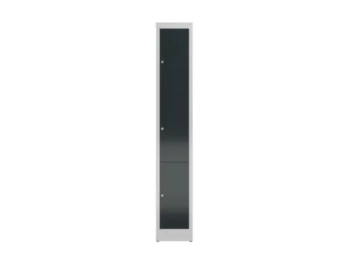 Lockerkast 1800x310x500mm 1x3 vakken cilinderslot, sokkel, RAL7016