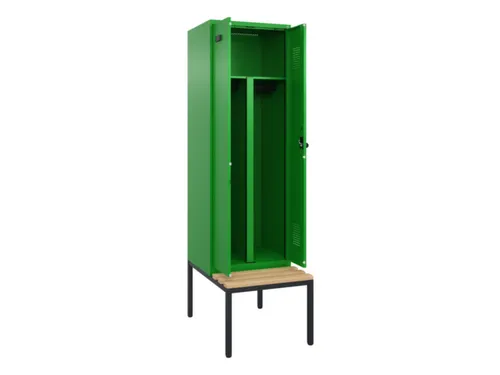 PBM-locker met bank,HxBxD 2120x600x815mm,2vak,vak B 300mm,draaigrendel