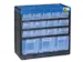 magazijnkast HxBxD 285x300x135mm 16laden behuizing zwart/blauw