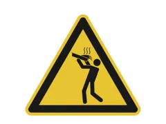 waarschuwingsbord,v. binnen/buiten,Waarschuwing voor verbranding,PVC