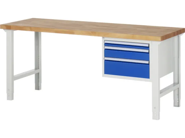 werkbank,HxBxD 790-1140x2000x700mm,beukblad,draagverm. 750kg,4voeten