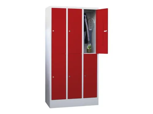 lockerkast,HxBxD 1850x900x500mm,3x2vakken,RAL7035,front RAL3000
