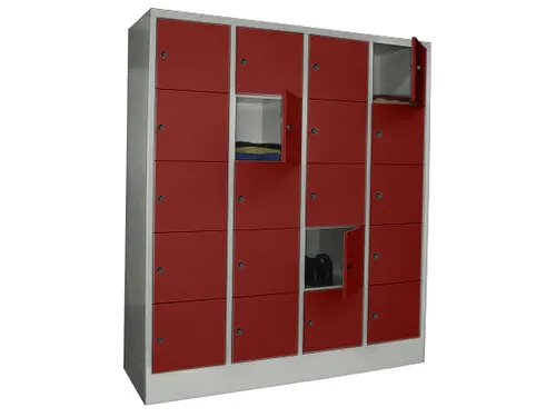 lockerkast,HxBxD 1850x1600x500mm,4x5vakken,RAL7035,front RAL3000