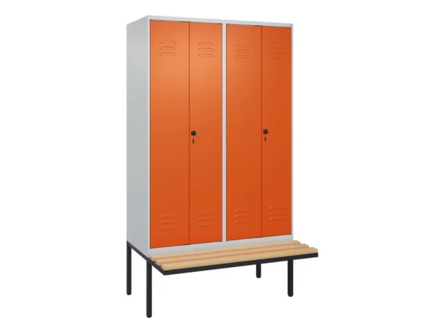 PBM-locker met bank,HxBxD 2120x1200x815mm,4vak,vak B 300mm