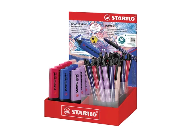 Balpen STABILO Pointball en Markeerstift STABILO Boss Wildflower mix