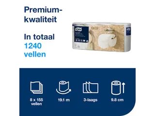 Tork 110319 Extra Zacht Traditioneel Toiletpapier Premium 3-laags - 3