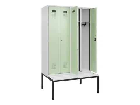 locker met bank,voor scheiding van kleding,HxBxD 2120x1200x815mm,4vak