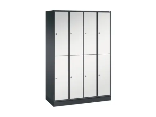 Dubbeldekse garderobekast,RAL 7021/RAL 7035,HxBxD 1950x1220x500mm