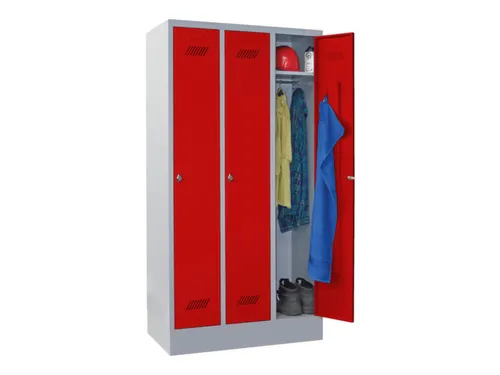 locker,HxBxD 1850x900x500mm,3vak,vak B 300mm,RAL7035,front RAL3000