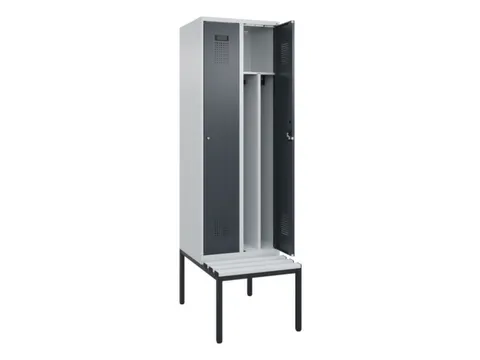 locker met bank,voor scheiding van kleding,HxBxD 2120x600x815mm,2vak