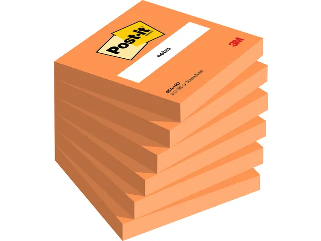 Memoblok Post-it 654 76x76mm oranje 100 vel