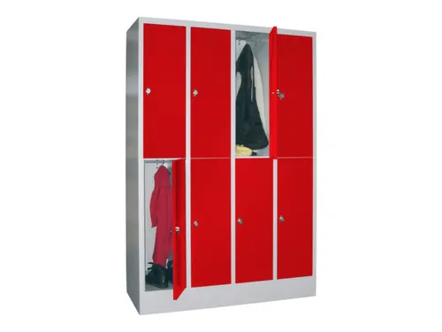 lockerkast,HxBxD 1850x1200x500mm,4x2vakken,RAL7035,front RAL3000