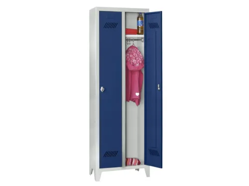 lockerkast v. kinderen,HxBxD 1600x630x500mm,2vak,RAL7035,front RAL5010