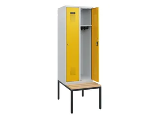 locker met bank,HxBxD 1950x600x815mm,2vak,vak B 300mm,cilinderslot - 1