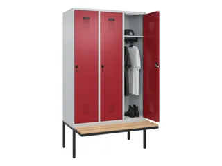 locker met bank,HxBxD 2120x1200x815mm,3vak,vak B 400mm,draaigrendel - 1