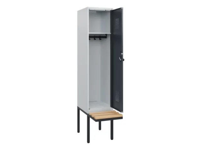 locker met bank,HxBxD 1950x400x815mm,1vak,vak B 400mm,draaigrendel