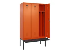 locker met bank,voor scheiding van kleding,HxBxD 2120x1200x815mm,3vak