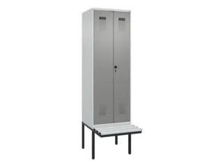 PBM-locker met bank,HxBxD 2120x600x815mm,2vak,vak B 300mm,draaigrendel - 2