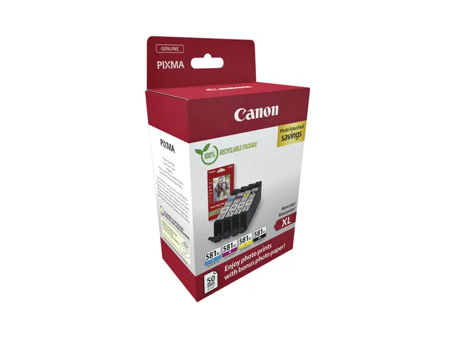 Canon CLI-581XL Value Pack Inkt + 50 Vel 10x15 Fotopapier