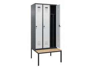 locker met bank,voor scheiding van kleding,HxBxD 2120x900x815mm,3vak - 1