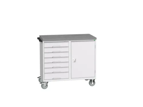 montagetafel 980x1050x600mm linoleumblad 7 laden kast front RAL7035