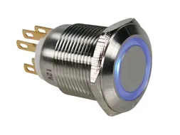 Drukknop IN Roestvrij Staal Spdt 1NO 1NC - Blauwe Ring - 19mm