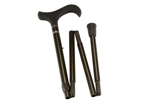 Wandelstok Able2 opvouwbaar carbon soft derby handvat zwart