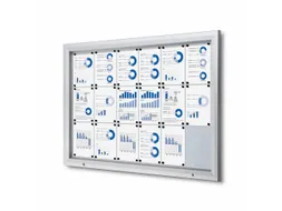 Vitrinekast mededelingenbord Outdoor 18xA4 met gasveer Zilver