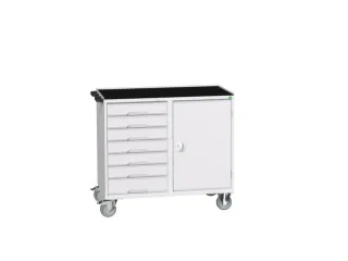 montagetafel 965x1050x550mm staalblad 7 laden kast front RAL7035 - 1