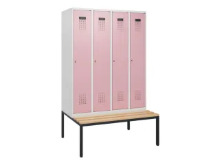 locker met bank,HxBxD 1950x1200x815mm,4vak,vak B 300mm,cilinderslot - 2