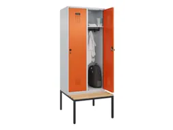 locker met bank,HxBxD 2120x800x815mm,2vak,vak B 400mm,draaigrendel