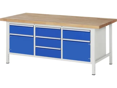 werkbank,HxBxD 840-1040x2000x900mm,beukblad,draagverm. 1250kg,4voeten