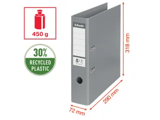 Ordner Esselte No.1 72mm PP 30% gerecycled folie Multipack wit 5 stuks - 6