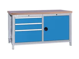 werkbank,HxBxD 860x1500x750mm,onderstel RAL5010,fronten RAL3020
