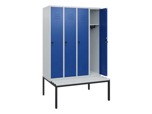 locker met bank,HxBxD 1950x1200x815mm,4vak,vak B 300mm,draaigrendel