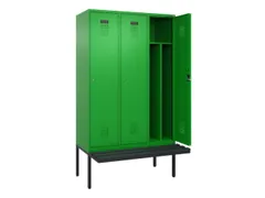locker met bank,voor scheiding van kleding,HxBxD 2120x1200x815mm,3vak