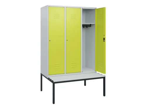 locker met bank,HxBxD 1950x1200x815mm,3vak,vak B 400mm,cil.-slot