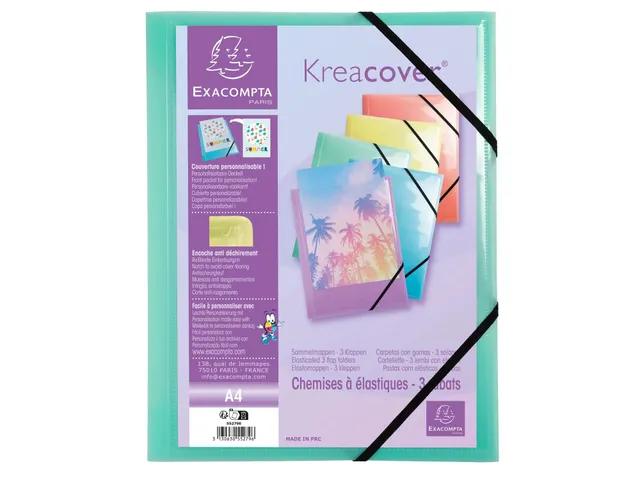 Elastomap Kreacover A4 3 Kleppen Assorti Pastel