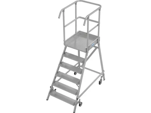 bordestrap,verrijdbaar,bordes H 1,45m,6treden,aluminium,4zwenkwielen