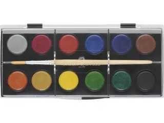 Waterverfdoos Faber-Castell 12 kleuren (diameter 24mm) incl. penseel - 4